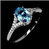 Image 2 : 123.8X6 OVAL CUT SWISS BLUE TOPAZ RING IN 14K WHITE GOLD OVER 925 STERLING SILVER - SIZE 7