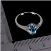 Image 3 : 123.8X6 OVAL CUT SWISS BLUE TOPAZ RING IN 14K WHITE GOLD OVER 925 STERLING SILVER - SIZE 7