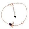 Image 2 : BLACK OPAL AND CZ BRACELET IN 14K ROSE GOLD OVER 925 STERLING SILVER - 8 INCHES