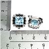 Image 2 : 7MM CUSHION CUT SKY BLUE TOPAZ AND BLACK SPINEL EARRINGS IN 14K WHITE GOLD OVER 925 STERLING SILVER