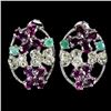 Image 1 : EMERALD, PERIDOT AND RHODOLITE GARNET EARRINGS IN 14K WHITE GOLD OVER 925 STERLING SILVER - APPRAISE