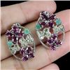 Image 2 : EMERALD, PERIDOT AND RHODOLITE GARNET EARRINGS IN 14K WHITE GOLD OVER 925 STERLING SILVER - APPRAISE