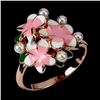 Image 2 : MOTHER OF PEARL AND ENAMEL RING IN 14K WHITE GOLD OVER 925 STERLING SILVER - SIZE 7