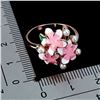 Image 3 : MOTHER OF PEARL AND ENAMEL RING IN 14K WHITE GOLD OVER 925 STERLING SILVER - SIZE 7