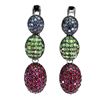 Image 1 : EXQUISITE TSAVORITE GARNET, RUBY AND SAPPHIRE EARRINGS IN 2-TONE BLACK-RHODIUM AND 14K WHITE GOLD OV