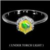 Image 1 : 5 MM HEXAGON CUT OPAL RING IN 14K WHITE GOLD OVER 925 STERLING SILVER - SIZE 6 -