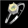 Image 2 : 5 MM HEXAGON CUT OPAL RING IN 14K WHITE GOLD OVER 925 STERLING SILVER - SIZE 6 -