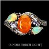 Image 1 : ORANGE FIRE OPAL, RHODOLITE GARNET, SAPPHIRE, TANZANITE AND CRYSTAL OPAL RING IN 14K WHITE GOLD OVER