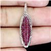 Image 1 : EXCEPTIONAL MYANMAR (BURMA)ROUND DIAMOND CUT RUBY AND WHITE SAPPHIRE PENDANT IN BLACK RHODIUM AND 14