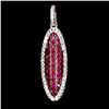 Image 2 : EXCEPTIONAL MYANMAR (BURMA)ROUND DIAMOND CUT RUBY AND WHITE SAPPHIRE PENDANT IN BLACK RHODIUM AND 14