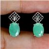 Image 1 : 8X6 MM OVAL CUT EMERALD AND BLACK SPINEL EARRINGS IN 14K WHITE GOLD OVER 925 STERLING SILVER - SIZE