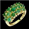 Image 2 : EXCEPTIONAL OVAL EMERALD RING IN 14K YELLOW PLATED GOLD OVER 925 STERLING SILVER - SIZE 8 - APPRAISE
