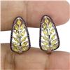 Image 2 : MARQUISE CUT UNTREATED CEYLON YELLOW SAPPHIRE EARRINGS WITH RUBIES AND BLUE SAPPHIRES IN 14K WHITE G