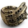 Image 2 : BLACK AND WHITE DIAMOND CROSSOVER RING SET IN .925 STERLING SILVER - SIZE 7 - BAND IS 14 MM WIDE