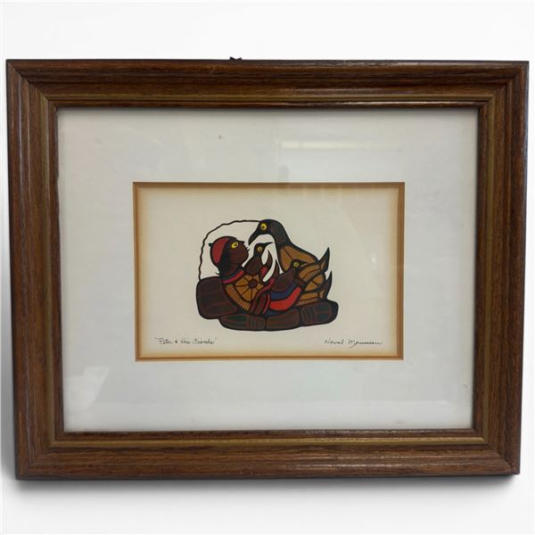 Norval Morrisseau "Peter & His Friends" Framed Print - Double matted in a 13" x 17" frame