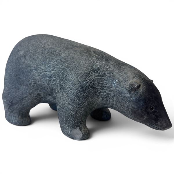 Edmund Wolf Cast Faux Soapstone Bear Sculpture - Signed WE - 6" x 9" x 5.5" tall