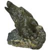 Image 2 : Carved Soapstone Wolf Head Statuette & Ceramic Inuit Style Statuette (Wolf is 4" x 5" x 4.5" tall)