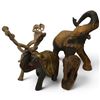 Image 1 : 3 Carved Elephant Statues and  African Bowl Stand -  Largest elephant is 6"  10" x 13" tall