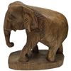 Image 3 : 3 Carved Elephant Statues and  African Bowl Stand -  Largest elephant is 6"  10" x 13" tall