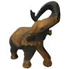 Image 4 : 3 Carved Elephant Statues and  African Bowl Stand -  Largest elephant is 6"  10" x 13" tall