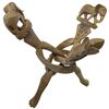 Image 5 : 3 Carved Elephant Statues and  African Bowl Stand -  Largest elephant is 6"  10" x 13" tall