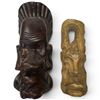 Image 1 : 2 Beautifully Carved Wood Wall Masks -  Largest is 3" deep x 6" wide x 14" tall