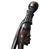 Image 2 : Hand Carved African Mahogany Wood Cane with Brass Ferrule - 35" tall