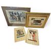 Image 1 : 4 Vintage Egyptian Papyrus Paintings - 2 are framed - Average size is 9" x 13"