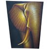 Image 3 : Large "Golden Elephant" Painting on Stretched Canvas - 39" x 59"