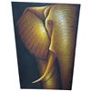 Image 4 : Large "Golden Elephant" Painting on Stretched Canvas - 39" x 59"