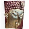 Image 1 : Gorgeous Vintage 5 Panel  "Serenity Buddha" Wall Installation - Hand Carved and Painted - Total mesu