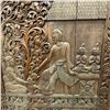 Image 2 : Stunning Carved Teak 8 Panel "Temple Scene" Wall Installation - Hand Carved - 93" wide x 96" tall - 
