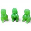Image 1 : 3 Chinese Green Glass Foo Dog Figurines - 3.5" tall - tiny chips