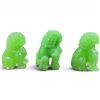 Image 2 : 3 Chinese Green Glass Foo Dog Figurines - 3.5" tall - tiny chips