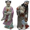 Image 1 : 2 Chinese Porcelain Ba Xien Immortals Statues - 14" tall x 3" x 6"