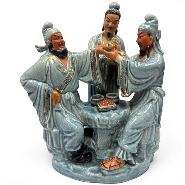 Large Porcelain Statue of "Scholars at Leisure" - 15" tall x 6" x 10"