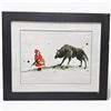 Image 1 : Lora Zombie Framed Art Print "Red Riding Hood" Subversive Grunge Style Watercolor 23.5x19.5"