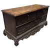 Image 2 : Antique Indonesian Madurese Javanese Hand Carved Wood Chest of Drawers - 16" x 40" wide x 21" tall