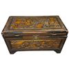 Image 2 : Antique Chinese Wood Trunk with Brass Fittings - 21" x 40" x 22" tall - Hinges need repair