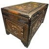 Image 5 : Antique Chinese Wood Trunk with Brass Fittings - 21" x 40" x 22" tall - Hinges need repair