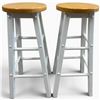Image 1 : Pair of Pine Wood Stools with White Painted Frames - 29" tall