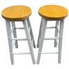 Image 2 : Pair of Pine Wood Stools with White Painted Frames - 29" tall