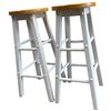 Image 3 : Pair of Pine Wood Stools with White Painted Frames - 29" tall