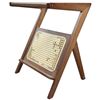 Image 2 : Walnut Boho End Table with Tempered Glass Top & Rattan Magazine Ledge - 14" x 18" x 22" tall