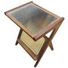 Image 3 : Walnut Boho End Table with Tempered Glass Top & Rattan Magazine Ledge - 14" x 18" x 22" tall