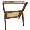 Image 4 : Walnut Boho End Table with Tempered Glass Top & Rattan Magazine Ledge - 14" x 18" x 22" tall