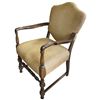 Image 2 : Vintage Wood Arm Chair Reupholstered in Gold Microfibre Fabric