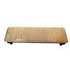 Image 2 : Vintage Wood Long Fireside Footstool Reupholstered in Gold Microfibre Fabric - 14" x 47" x 11" tall