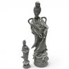 Image 1 : 2 Vintage Blanc de Chine Style Statues of Guanyin, the Goddess of Mercy - Larger is 12" tall x 3" di