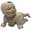 Image 2 : Chinese Bisque Crawling Baby & 2 Porcelain Statuettes - Tallest figurine is 12" tall